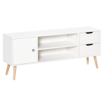 HOMCOM Mobile TV Moderno in Legno Bianco, Mobile Porta TV di Design per TV Max. 50" 120x28x44cm