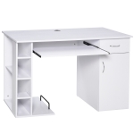 HOMCOM Scrivania per PC Ergonomica con Mensole e Piano Tastiera Estraibile Bianca