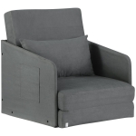 HOMCOM® Schlafsofa Sofabett Einzelsofa Waschbarer Bezug 2 Seitentaschen Kissen Metall Grau 70 x 74 x 78 cm