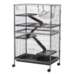 Pawhut Cage pour rongeurs multifonction 4 plateformes 3 rampes 4 portes dim. 80L x 52l x 128H cm métal gris argenté noir