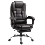 HOMCOM Executive PU Leather High Back Recliner Swivel Office Chair with Retractable Footrest (Brown)