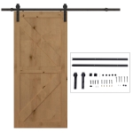 HOMCOM Herraje Puerta Corredera 200 cm Kit de Riel Adecuado para 1 Puerta Granja de Madera de 100 cm de Ancho Acero de Carbono Carga Máx. 90 kg
