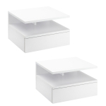 Lot de 2 tables de chevet murales - tiroir coulissant, niche, plateau