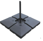 Outsunny Set 4 Basi a Croce per Ombrelloni da Giardino Riempibili con Acqua e Sabbia, Nero, 51x51x12cm