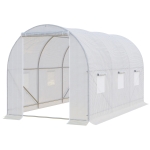 Outsunny großes Foliengewächshaus mit 6 Fenstern PE+Metall Weiß 3,5 x 2 x 2 m