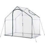 Outsunny Foliengewächshaus Tomatengewächshaus Treibhaus Frühbeet mit Fenster und Tür Weiß Stahl PVC-Kunststoff 180 x 100 x 168 cm