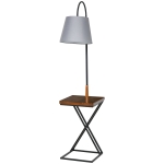 HOMCOM Lámpara de Pie Iluminación Interior Moderno Foco de Luces con Cabeza Flexible Estante de Almacenamiento Patas de Acero 36x36x165 cm