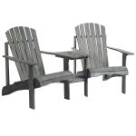 Outsunny 2 Gartenstühle mit Beistelltisch Tannenholz Grau 178 x 87 x 92 cm