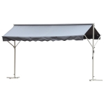 Outsunny Staande luifel met knikarm tuinluifel luifel zwengel grijs 3,95 x 2,94 m