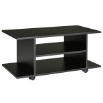 HOMCOM Mueble para Televisión Mesa para TV con Estantes y Ruedas con Bloqueo Superficie de Melamina 40x40x80 cm Negro