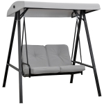 Outsunny Balancelle de jardin 2 places grand confort coussins d'assise et dossier fournis accoudoirs pare-soleil gris