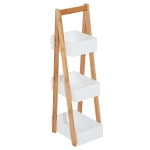 HOMCOM Badregal Treppenregal Leiterregal Badzimmer Lagerregal Regal 3 Ebenen Weiß L21 x B30 x H81 cm