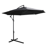 Outsunny Sonnenschirm Ampelschirm Kurbelschirm mit Handkurbel Rund, Stahlbogenstäbe und Stahl-Stehstäbe, Polyestergewebe, Schwarz, Ø3 x 2,5H m
