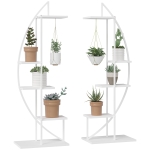 Outsunny Jardiniera din Metal cu 5 Etajere, Suport de flori pentru Interior si Exterior, 53x33x154cm, Alb