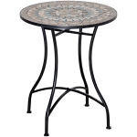 Outsunny Bistro-Gartentisch in Mosaik-Optik, Keramik+Metall, Grün+Beige+Weiß, Φ60 x 71 cm