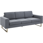 Homcom Divano a 3 Posti con Cuscini in Tessuto di Lino Grigio scuro, 200x82x78cm