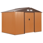 Outsunny Casetta da Giardino Porta Utensili in Lamiera di Acciaio, Capanno da Giardino in Acciaio con Porte Scorrevoli, 277x195x192cm, Giallo