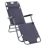 Outsunny Lettino Sdraio Pieghevole da Giardino Piscina con Braccioli Grigio