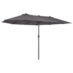 Outsunny Sombrilla Parasol Doble para Jardín 4,6x2,7x2,4 m Sombrilla Gigante Anti UV con Manivela para Exterior Patio Terraza Piscina Color Gris