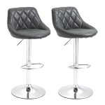 Set Di 2 Sgabelli Da Bar Girevoli HOMCOM | Altezza Regolabile 59-81 Cm | Schienale In Tessuto Grigio