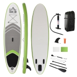 HOMCOM Tavola SUP Gonfiabile con Accessori Inclusi, Stand Up Paddle per Adulti e Teenager, 305x80x15cm Verde e Bianco