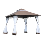 Outsunny Gazebo da Giardino 3x3m con Zanzariera, Tetto a 2 Livelli in Poliestere Struttura in Metallo Marrone