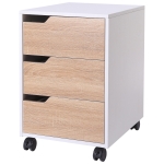 HOMCOM Cassettiera in MDF con 3 Cassetti e Ruote per Ufficio o Studio Bianca e Legno, 40x50x57.5cm