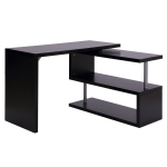 HomCom Scrivania angolo per Computer con Scaffali in Legno, Nero, 120x106x75cm