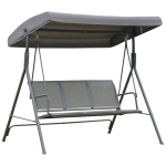 Outsunny Dondolo 3 Posti con Baldacchino in Acciaio e Tessuto Poliestere, Grigio, 178x111x155cm
