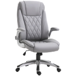 Homcom Fauteuil de bureau manager ergonomique style contemporain capitonné hauteur réglable pivotant 360° revêtement synthétique gris clair