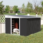Outsunny Magazie de Gradina cu Usa Glisanta si Orificii de Aerisire, 345x280,5x169-201cm, Negru