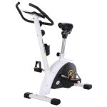 HOMCOM Heimtrainer, Fahrradtrainer, Trimmrad mit 8 stufig einstellbarem Magnetwiderstand, 4 kg Schwungrad, Stahl, Weiß, 50 x 101 x 120 cm