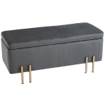 HOMCOM Sitzbank, Polsterbank mit Stauraum, Truhenbank, Stoff, Metall, Gummiholz, Schaumstoff, Dunkelgrau, 100 x 40 x 42 cm