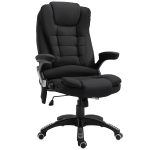 Homcom Fauteuil de bureau direction massant chauffant hauteur réglable dossier inclinable toile de lin noir