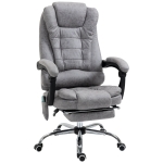 Vinsetto Heated 6 Points Vibration Massage Executive Office Chair Adjustable Swivel Ergonomic High Back Desk Chair Recliner with Footrest Light Grey