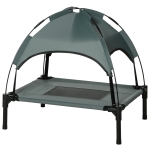 PawHut 61 cm Elevated Portable Dog Cot Cooling Pet Bed with UV Protection Canopy Shade