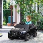 HOMCOM Coche Eléctrico para Niño +3 Años con Mando a Distancia Con Música y Luces Doble Apertura de Puerta Batería 12V Carga 30kg 115x70x55cm Negro