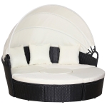 Outsunny 5 Piece Cushioned Outdoor Plastic Rattan Wicker Round Sofa Bed Coffee Table Sectional Patio Conversation Furniture Set - Black