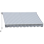 Outsunny 3.5M x 2.5M Garden Patio Manual Awning Canopy Sun Shade Shelter Retractable Gear Lever Winding Handle - Grey