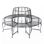 Outsunny Baumbank Rundbank 360° Gartenbank Sitzbank Baumbänke Metall ∅160cm