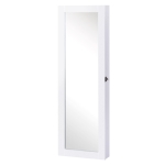 HomCom Dulap Bijuterii pentru Perete cu Oglindă din Lemn MDF, Alb,37x9.5x121cm