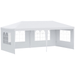 Outsunny Tenda para Festas 583x293x250cm Tenda de Jardim com Paredes Laterais Removíveis 4 Janelas Transparentes Branco