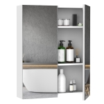 HomCom mobilier baie dulap cu oglinda, 60x75x15cm, MDF alb