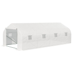 Outsunny Estufa Tipo Túnel de Jardim 600x300x200cm para Cultivo de Plantas Verduras com 8 Janelas e Porta Enroláveis com Zíper Aço Branco