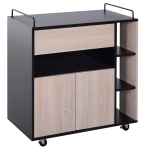 Homcom Chariot de Service Compartimenté sur Roues Noir 77 x 40 x 82 cm
