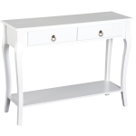 HOMCOM Konsolentisch Konsole Sideboard mit 2 Schubladen Holzfüße Flur Weiß 100x33x75cm