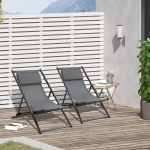 Outsunny Set 2 Sezlonguri Pliabile din Alumini si Textilen Gri
