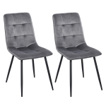 HOMCOM set van 2 eetkamerstoel keukenstoel eettafel schuimstof metaal grijs + zwart 45 x 63 x 90 cm