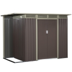 Outsunny 8.4ft x 4.7ft Steel Backyard Garden Utility Storage Tool Shed Kit Double Sliding Door Pent Roof 257 x 142 x 184cm