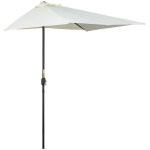 Outsunny Sombrilla Semicircular 230x130x245 cm Parasol para Pared de Jardín con Manivela y Mástil de Metal de Ø38 mm Terraza Balcón Beige